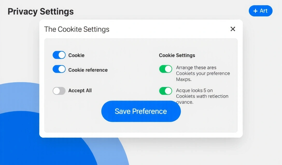 Ilustrace nastavení soukromí a správy cookies