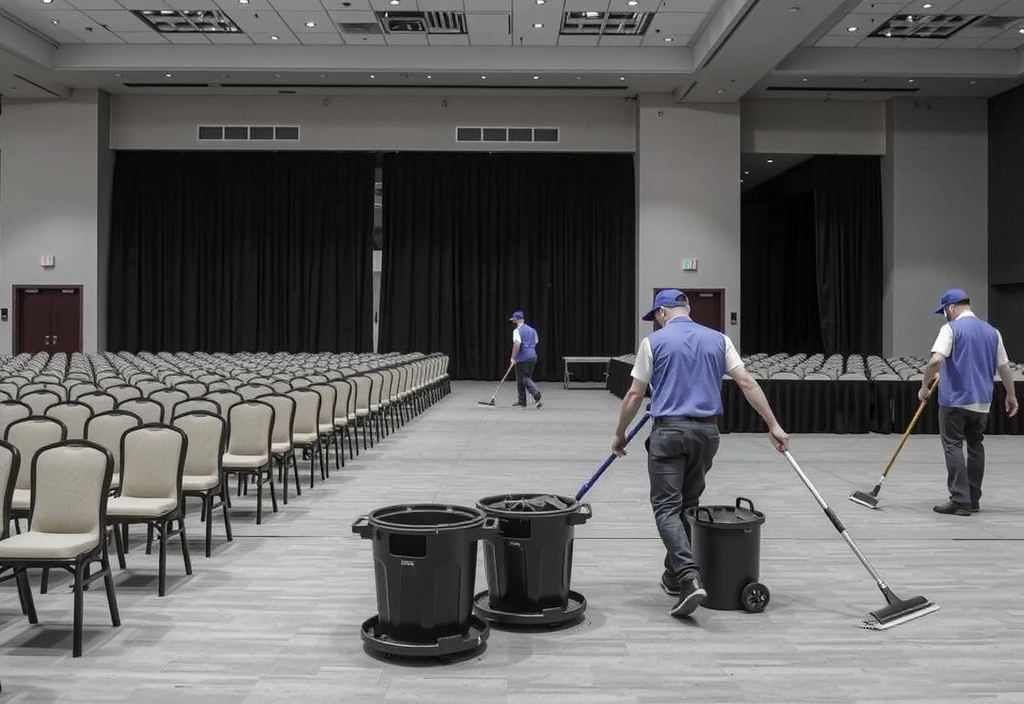 Úklid po firemní akci, uklizený sál