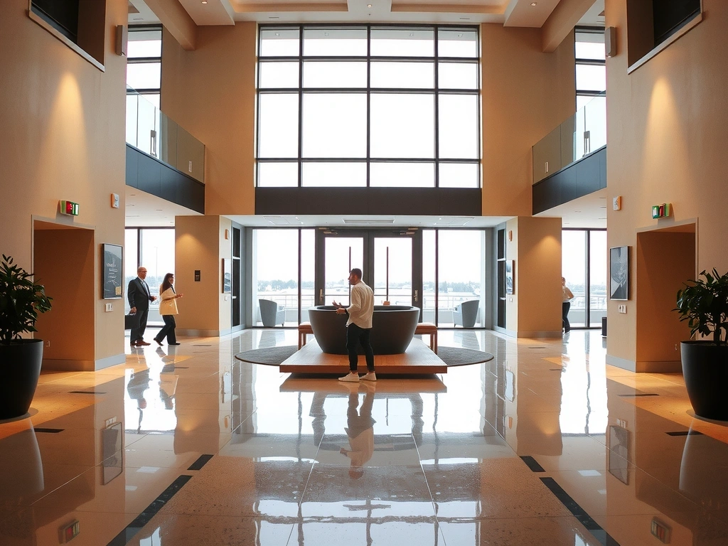 Vstupní hala komerční budovy, bez poskvrnky a lesklá