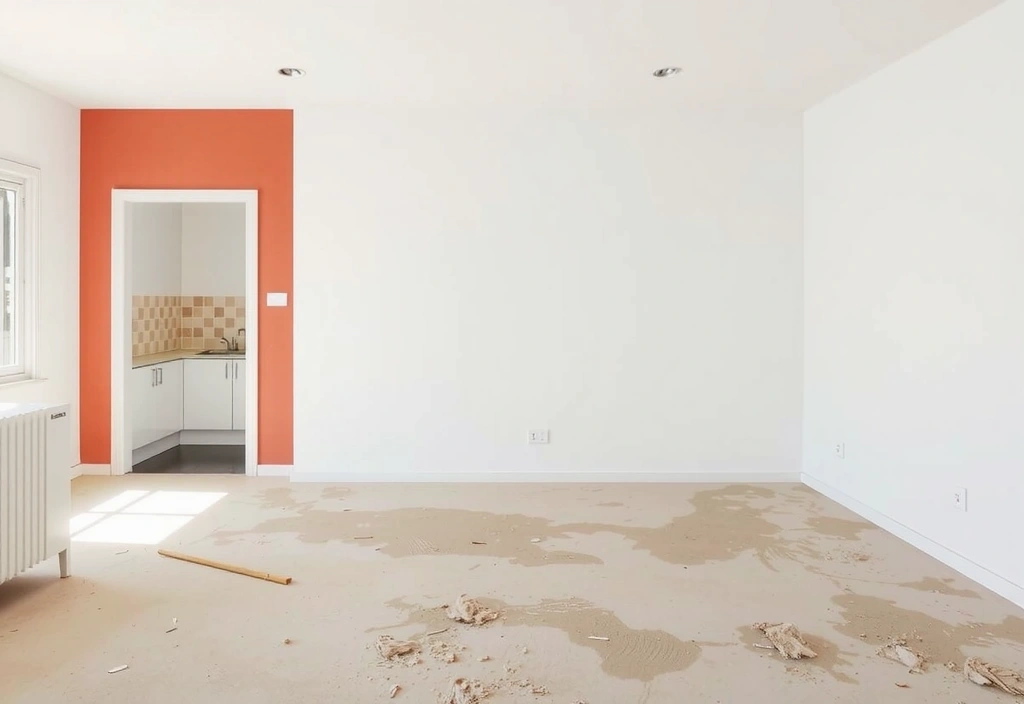 Čistá místnost po rekonstrukci, bez prachu, s lesklými podlahami.